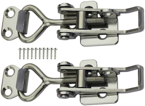 SYINE Adjustable Buckle Cabinet Boxes Lever Handle Toggle Latch Lock with Screws, 2 Pcs (SK-1S, 75-95mm)