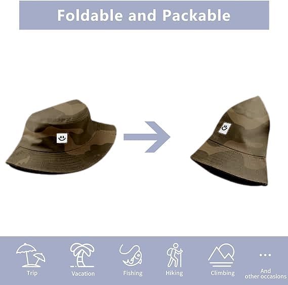 Kids Sun Hat Smile Face Bucket Hat for Girls Boys Summer Sun Protection Cotton Unisex Beach Cap