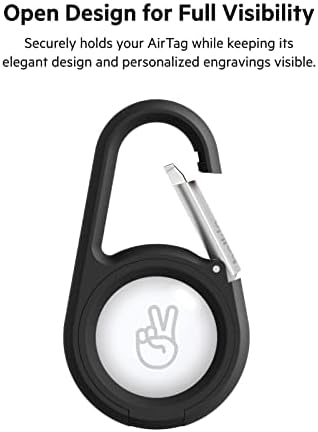 Belkin Apple AirTag Secure Holder with Carabiner - Durable Scratch Resistant Case With Open Face & Raised Edges - Protective AirTag Keychain Accessory For Keys, Pets, Luggage & More - Black