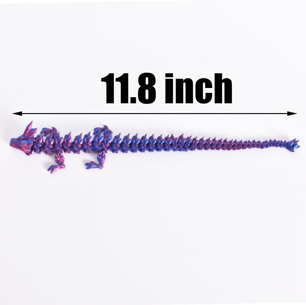 12" 3D Printed Dragon,Crystal Dragon, Articulated Dragon, Dragon Fidget Toy, Home Office Decor Executive Desk Toys,Creative Birthday Gift for Boyfriends(2PCS)