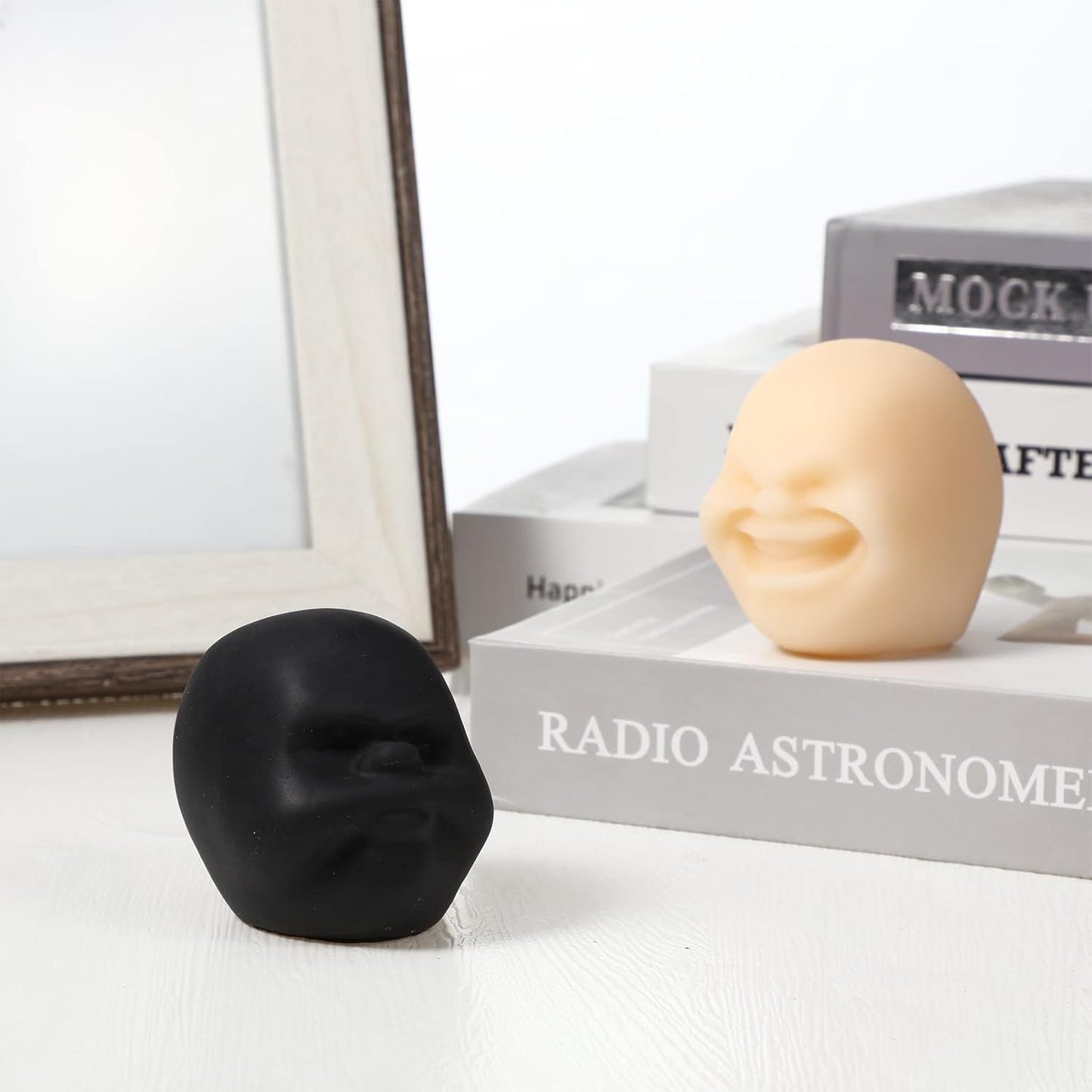 2 Pcs Funny Human Face Emotion Balls Fidget Sensory Toy Stress Relief Squeeze Ball Black Sulkiness and White Happy Decompression Anxiety Relief Toy for Adult Teen Christmas Stocking Filling Favor