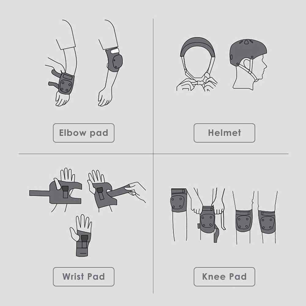 Kids Bike Helmet, Toddler Helmet for Youth Adult, Knee Pad Elbow Pad Wrist Guard Protective Gear Set for Skateboard, Bike, Skating, Cycling