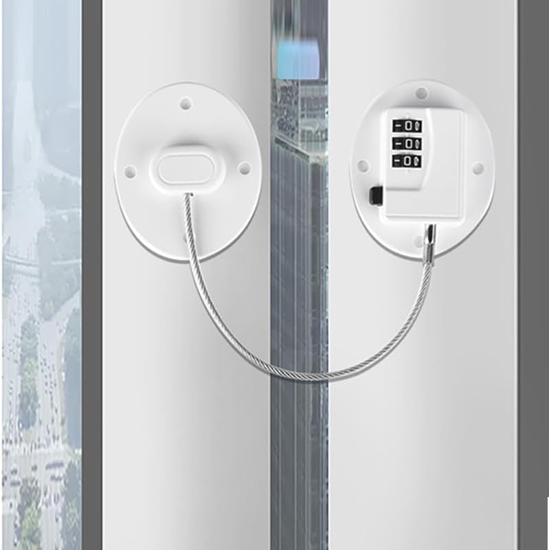 Heavy Duty Combination Refrigerator Lock (4 Pack) - Fridge Lock for Fridge, Cabinets, Drawers, Window and Cabinet Locks Baby Proofing, Strong Non-Marking Adhesive No Drilling (White)