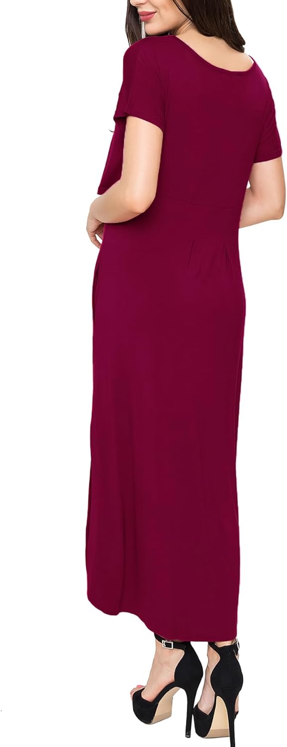 Smallshow Women's Maternity Nursing Dresses Split Long Dress for Breastfeeding