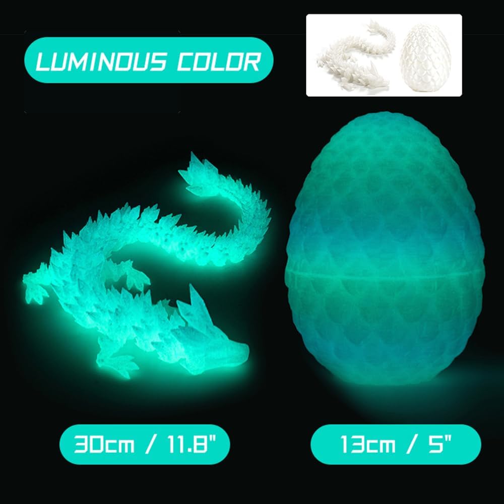 Tfork 3D Printed Dragon Eggs with Dragon Inside Crystal Articulated Fidget Dragon Easter Egg Toy Adults Funny Gift Laser Luminescent