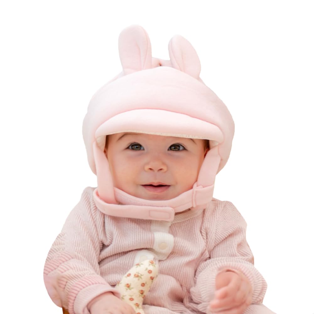 Baby Head Protector- Baby Helmet Cotton, Adjustable & Ultra-Lightweight Head Protector for Crawling & Walking Infants, Toddlers (Bunny(Pink))