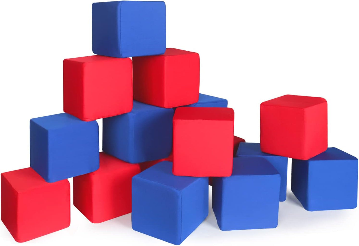 Toddler Foam Blocks, 16 PCS 5.5 inch Colourful Foam Soft Cubes for Kids, Stacking Block Sets Building Blocks Throwing Toys(Blue and Red)