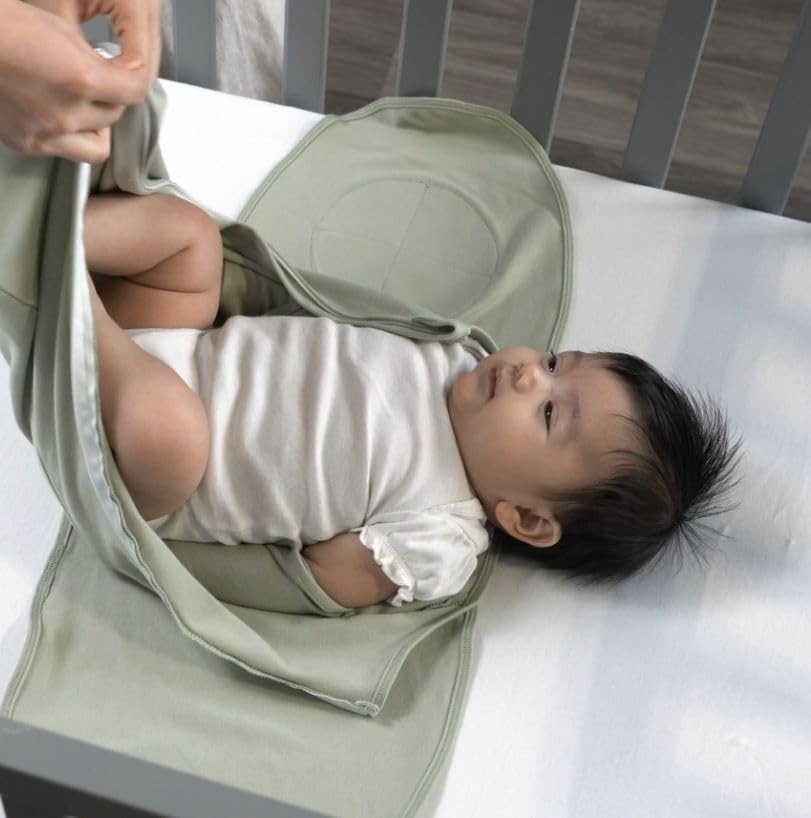 LullaBaby "Double Dream Swaddle: Exclusive Dual Wing Design, Pediatrician-Endorsed, Ultra-Soft Cotton, 0-2 Months, 6-14 lbs - Desert Sage