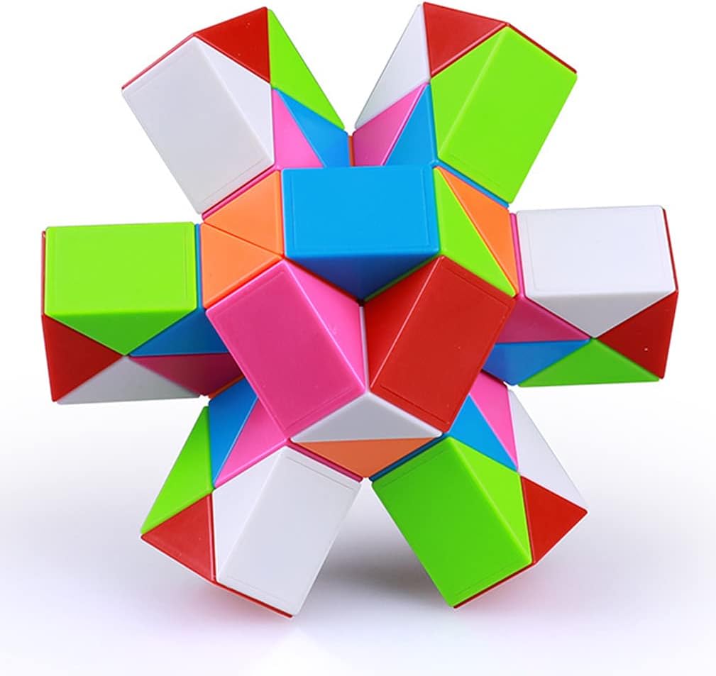Fidget Magic Snake Cube Puzzles Twist Ruler Speed Cubes Brain Teaser Game Toys for Kids (48 Block 1PACK)