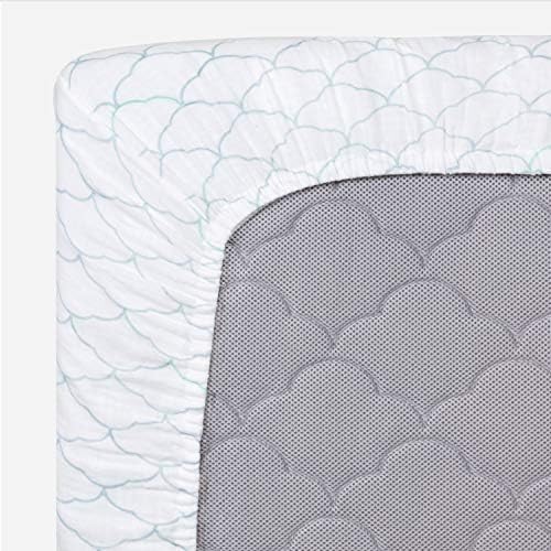 Newton Baby MINI CRIB Fitted Sheets (2-Pack) | Organic Muslin Cotton, Breathable Soft Baby Sheets, Washable Baby Mattress Sheets, Fits Any Mini Sized Crib 24" x 38", Dreamweaver Moonstone Mist + White