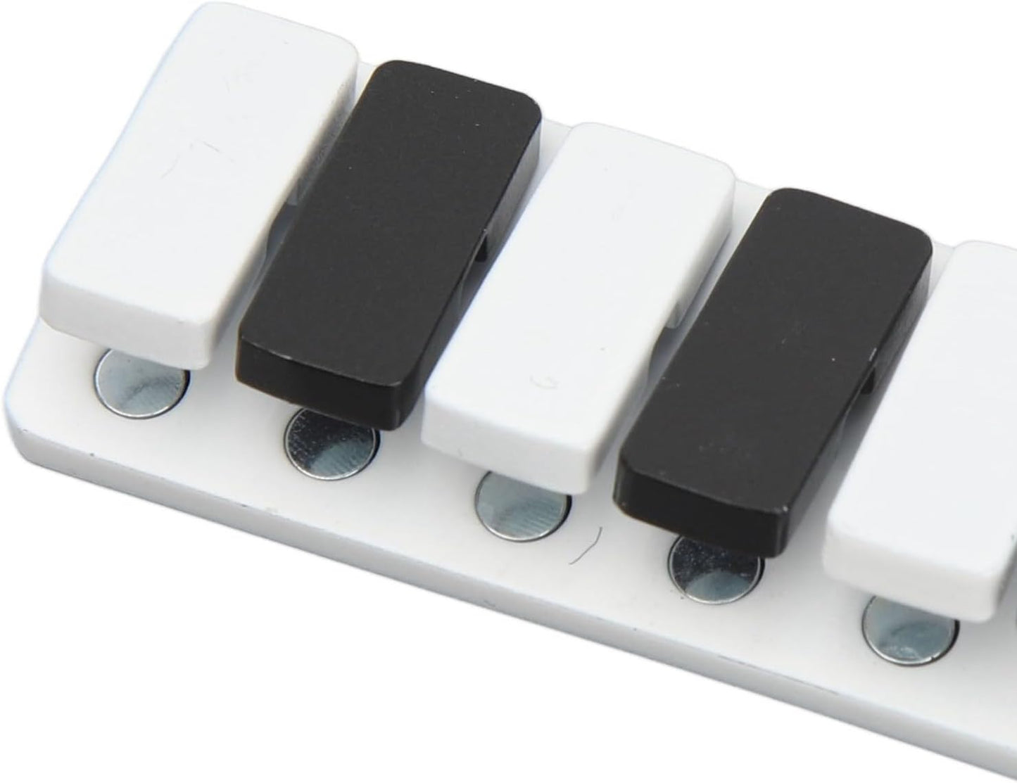 Piano Key Haptic Clicker Toy, Zinc Alloy Metal Poker Push Card Fidget Slider Toy, Compact Magnetic Metal Fidget Slider Toys (White)