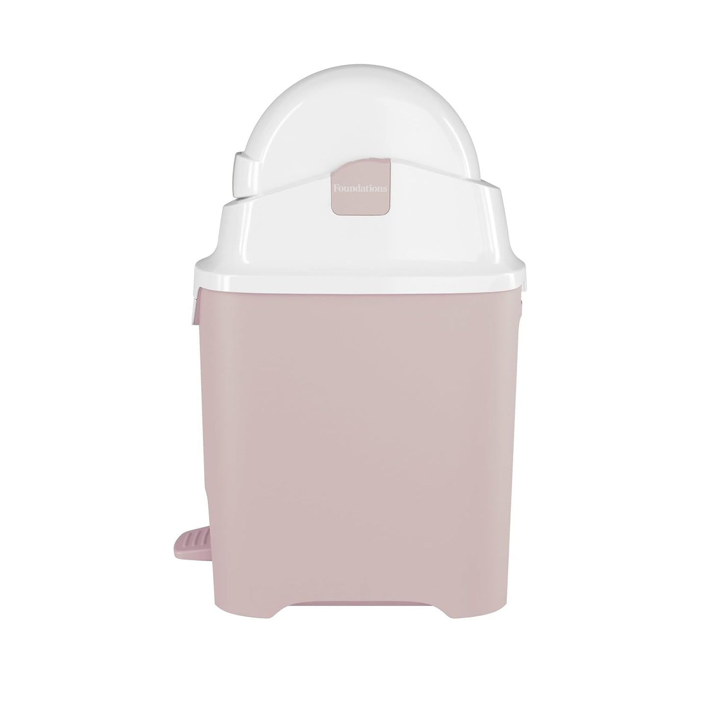 Foundations Mini Hands-Free Diaper Pail with Airtight Lid - Durable & Odorless Diaper Disposal, Large Capacity, Holds up to 30 Newborn Diapers, Refill with Any Bags - Pink