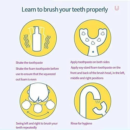 Kids Electric Toothbrush,U Shaped Toothbrush Waterproof Battery Powered 360 Automatic Sonic Toddler Toothbrushes for 8-13 Years Old for Boys Girls,with 2 Replacement Brush Heads(Pink)