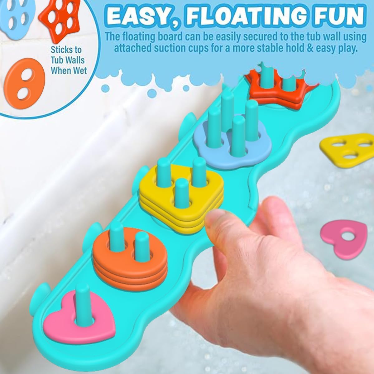 Baby Bath Toys, Sorting & Stacking Toy Bath Toy, Shape Sorter Toys for Bathtub,Stacking Bath Toy Set with 20 Textured Floating Pieces, Toddler Early Learning Bathtub Fun