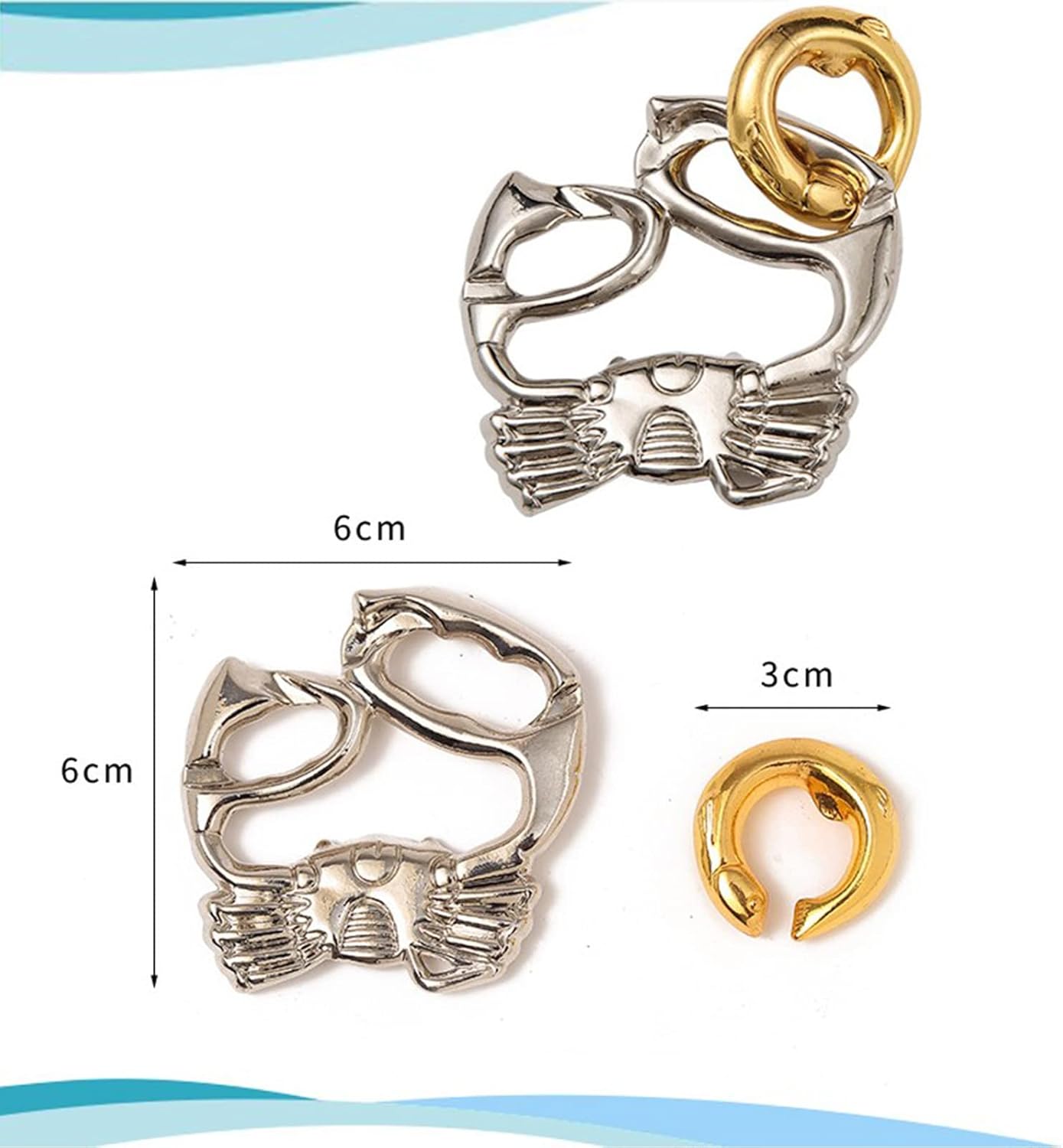 6 pcs Brain Teaser Puzzles, IQ Test, Puzzle Lock Educational Toy, Metal Brainteasers, Adult Intelligence Buckle Difficulty Mind Puzzle Lock Unlock Party Favor Gifts Desk Game, Ocean Series