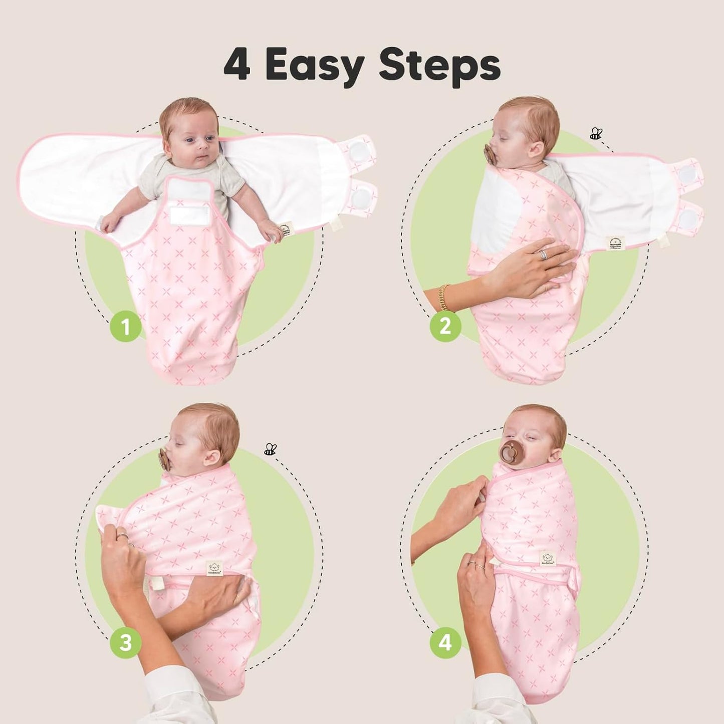 Baby Swaddle Sleep Sacks with Zipper - 3-Pack Swaddles for Newborns 3-6 Months, Infant, Baby Girls, Boys, Soft & Durable Newborn Sleep Sack, Easy Diaper Change Swaddling Blanket (Blossom, L)