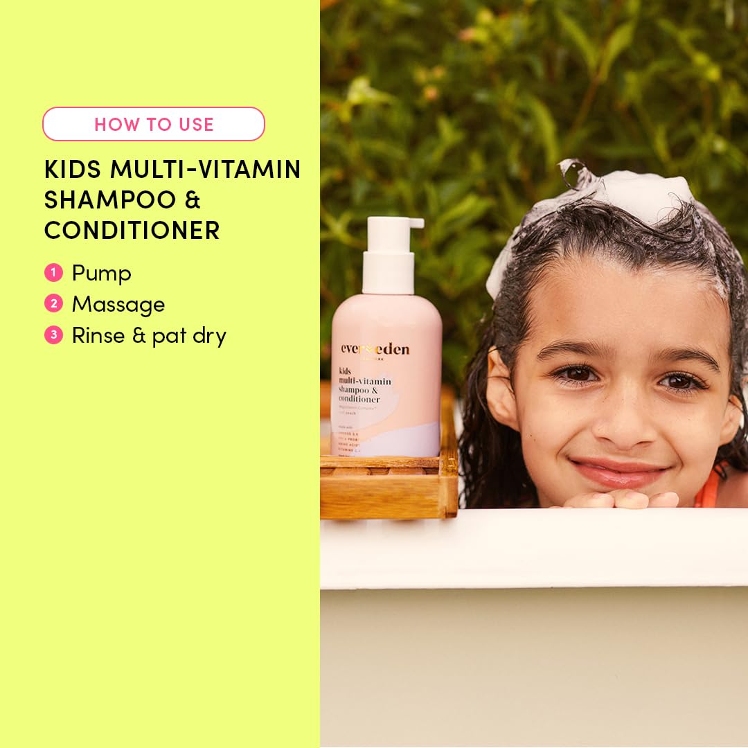 Evereden Kids Shampoo and Conditioner 2 in 1: Cool Peach, 8.5 fl oz. | Gentle Kids Skin Care | Non-toxic and Clean Ingredients