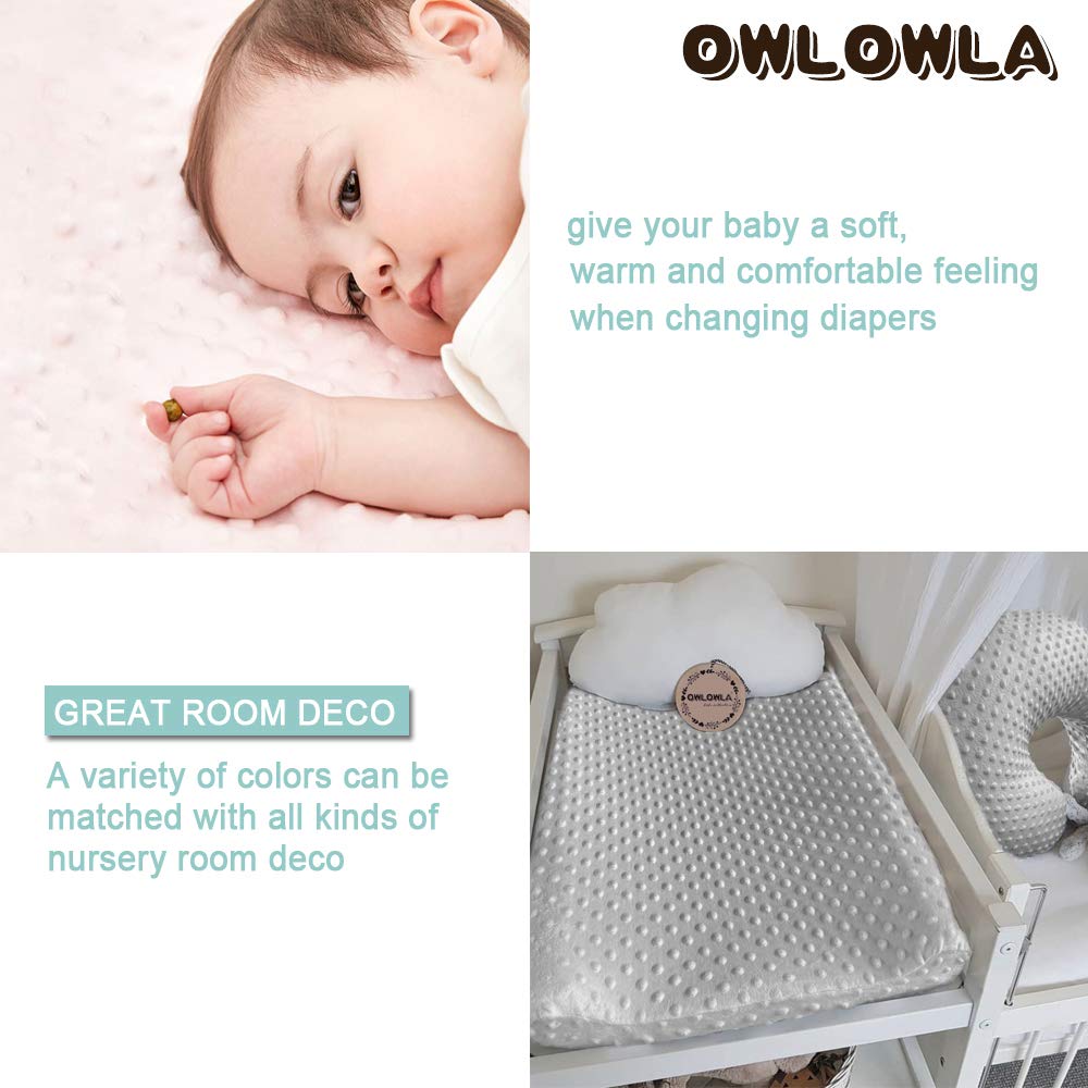 Owlowla Changing Pad Cover,Soft Minky Dots Changing Table Sheets for Baby Boy and Girl 2Pack (Silver Grey&Baby Blue)