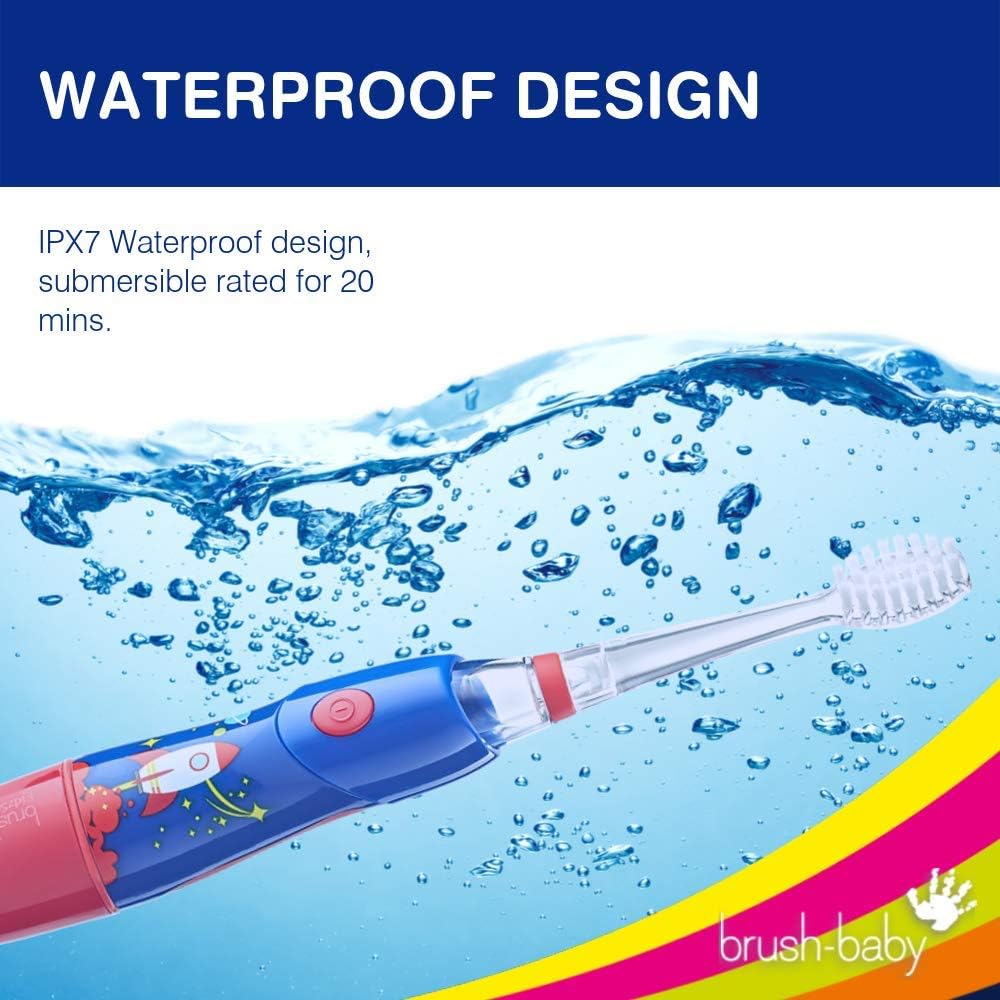 B07YVKSLHYBrush‑Baby - KidzSonic Rocket Kids Electric Toothbrush for Ages 3+ with Disco LED Lights, Gentle Sonic Vibrations, 2-Minute Smart Timer & 30‑Second Pulse Reminders – AAA Battery Included