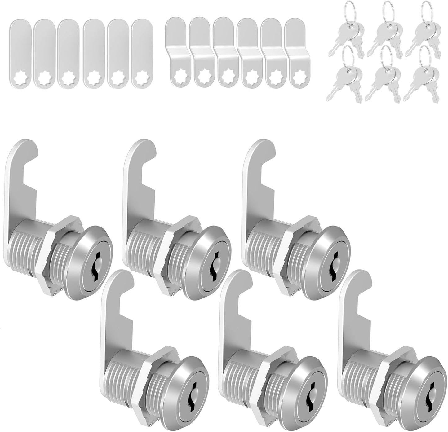 6 Pcs Cabinet Lock with Key Mailbox Locks with Keys, Cam Locks 1-1/8" Keyed Alike, Barrel Desk Drawer Lock for Drawers and Cabinets, Zinc Alloy