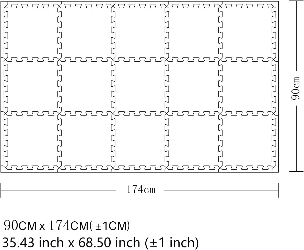 MQIAOHAM® 18 Pieces + 18 Edges Puzzle Play Mats, Soft Baby Play Mat, Kids Interlocking Foam Floor Tiles, Toddlers Carpet Playmats XZ301018-104