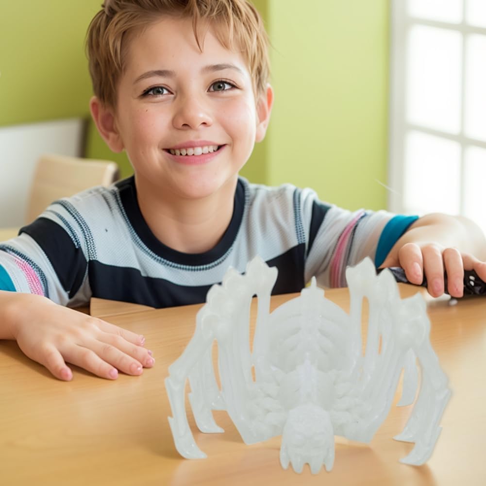 Large Skeleton Spider-Shy Spider,Halloween Decorations Skeleton Spider,Skeleton Spider Skull Bone Animal Skeleton Decorate Animal Halloween Skeleton Props (Luminous Green)