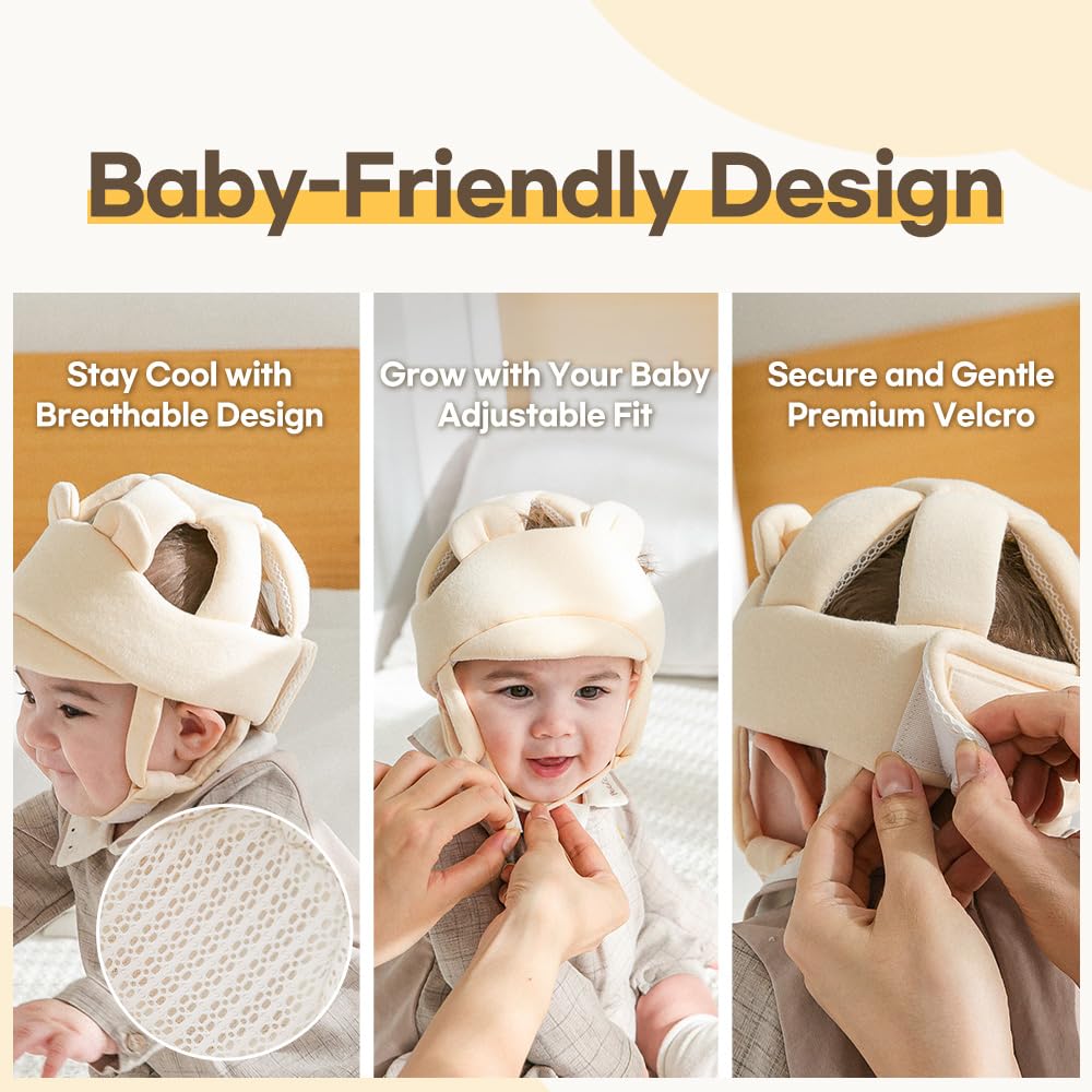Baby Head Protector- Baby Helmet Cotton, Adjustable & Ultra-Lightweight Head Protector for Crawling & Walking Infants, Toddlers