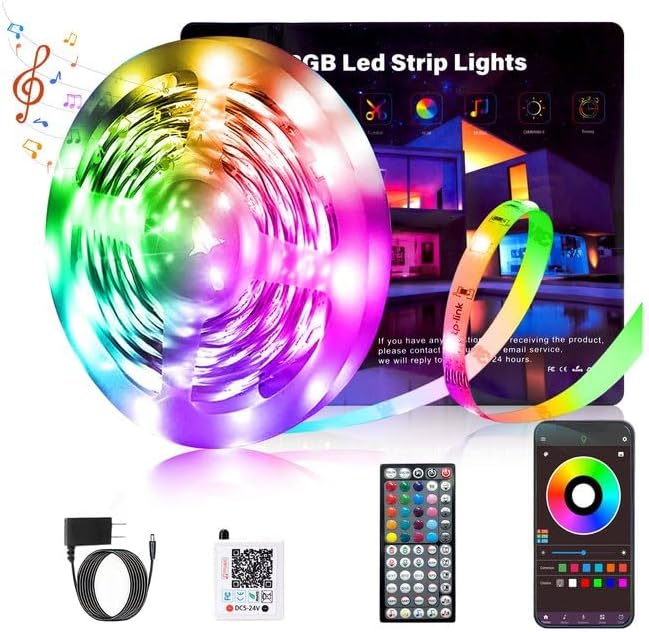 Led Lights for Bedroom 50 ft (1 Roll), 450Leds Smart Led Strip Lights with App Remote Control, RGB Music Sync Color Changing Lights for Bedroom, Kitchen, Party, Home Decoration