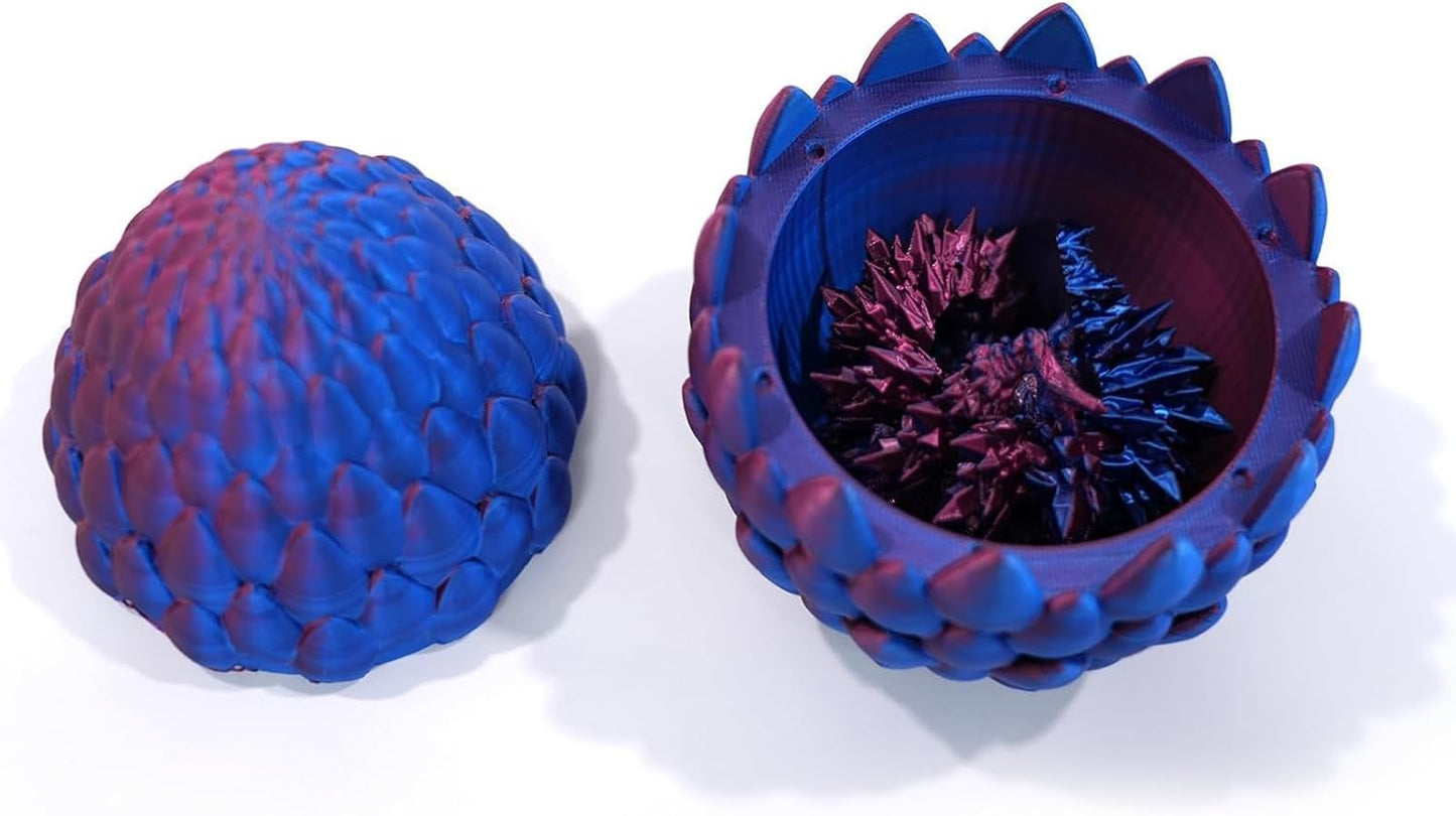 Easter Dragon Eggs 3D Printed Dragon Egg with Dragon Inside Articulated Crystal Dragon Fidget Toy Mystery Easter Suprise Home Office Decor Executive Desk Toys