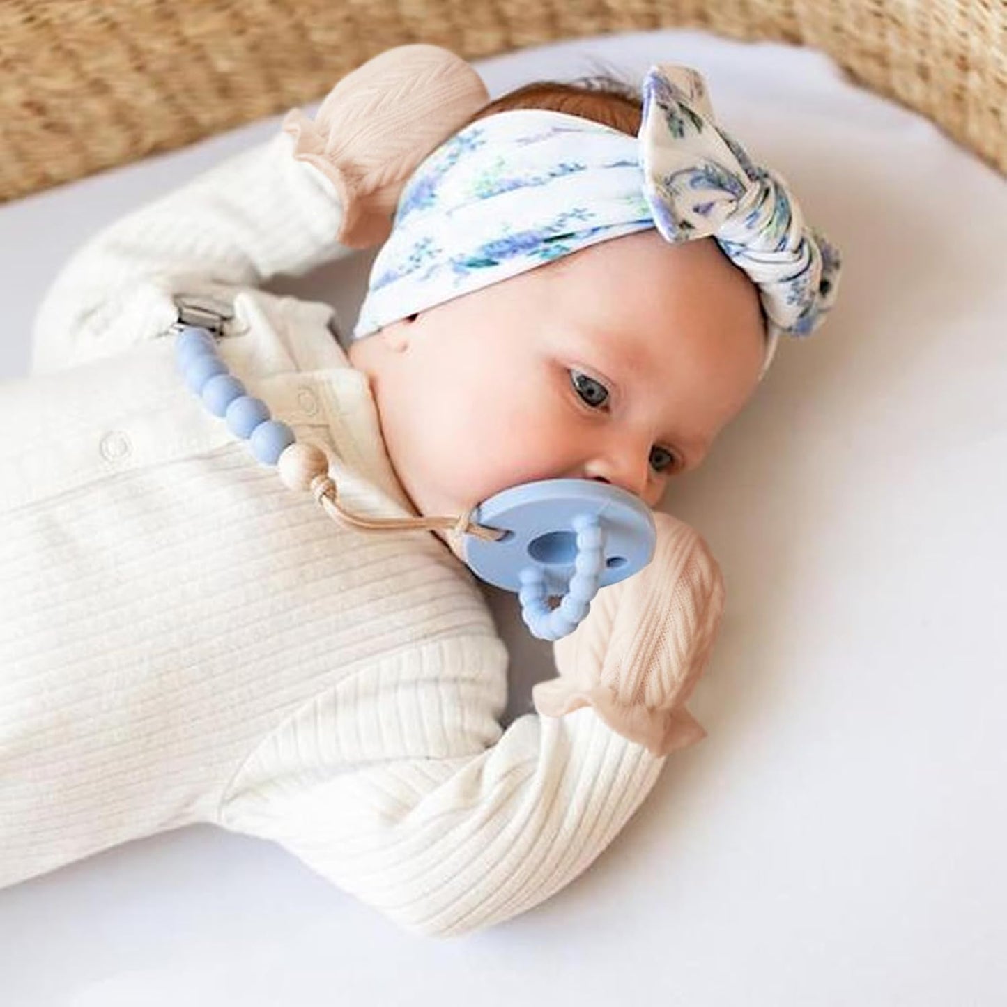 Newborn Baby Mittens No Scratch Cotton Elastic Wrist Gloves Infant Toddler Mittens for Baby Boy Girl 0-6 Months