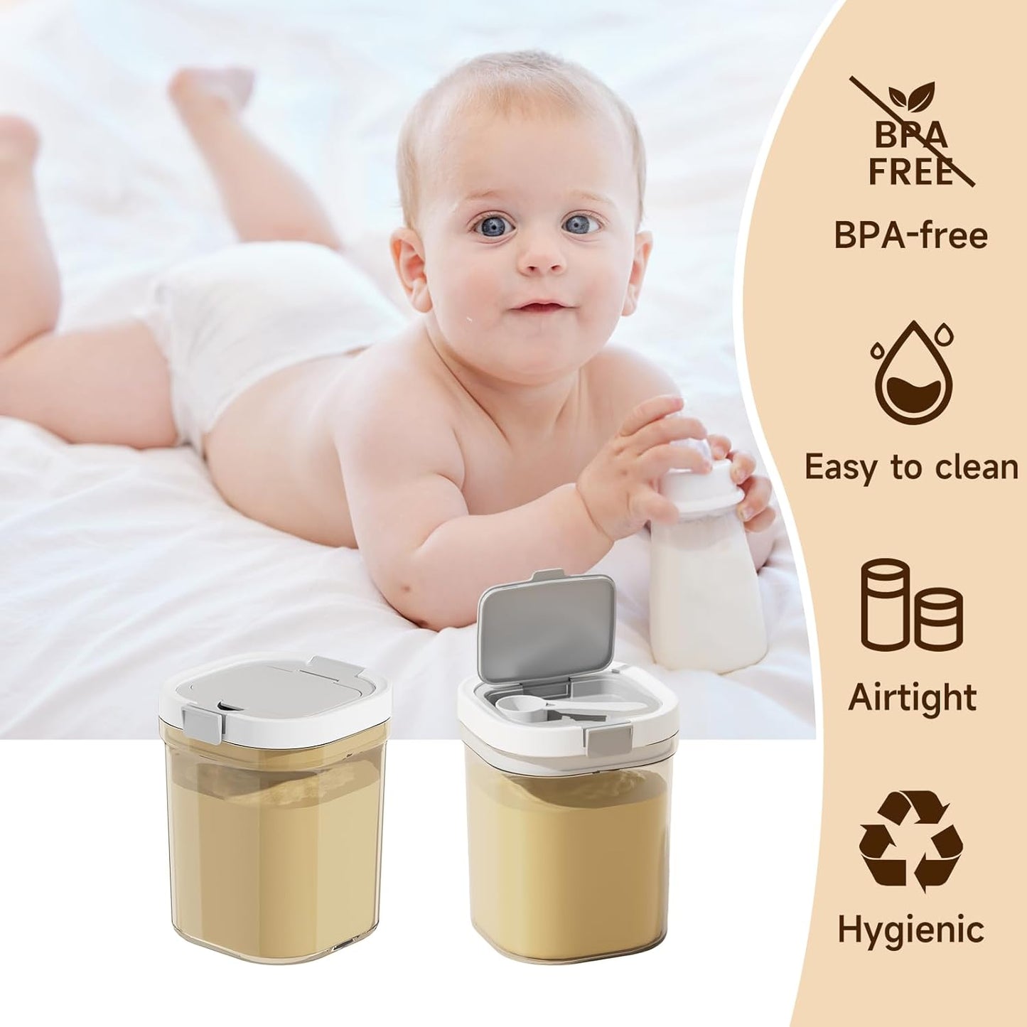 Formula Container to go-1300ml Travel Dispenser BPA Free Airtight Container with Spoon and Layered Storage