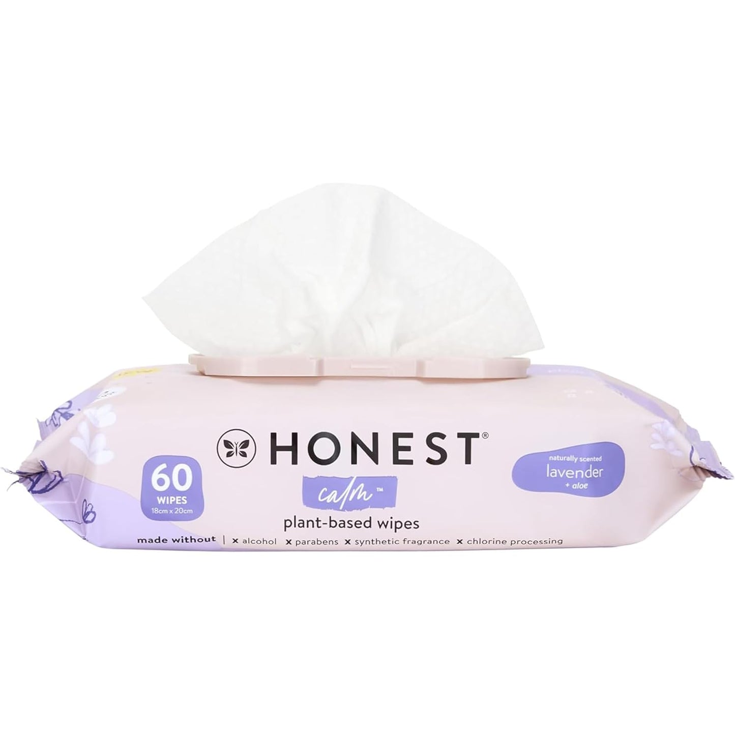 The Honest Company Calm + Cleanse Naturally Scented Wipes | Cleansing Multi-Tasking Wipes | 99% Water, Plant Based, Hypoallergenic | Lavender, 60 Count