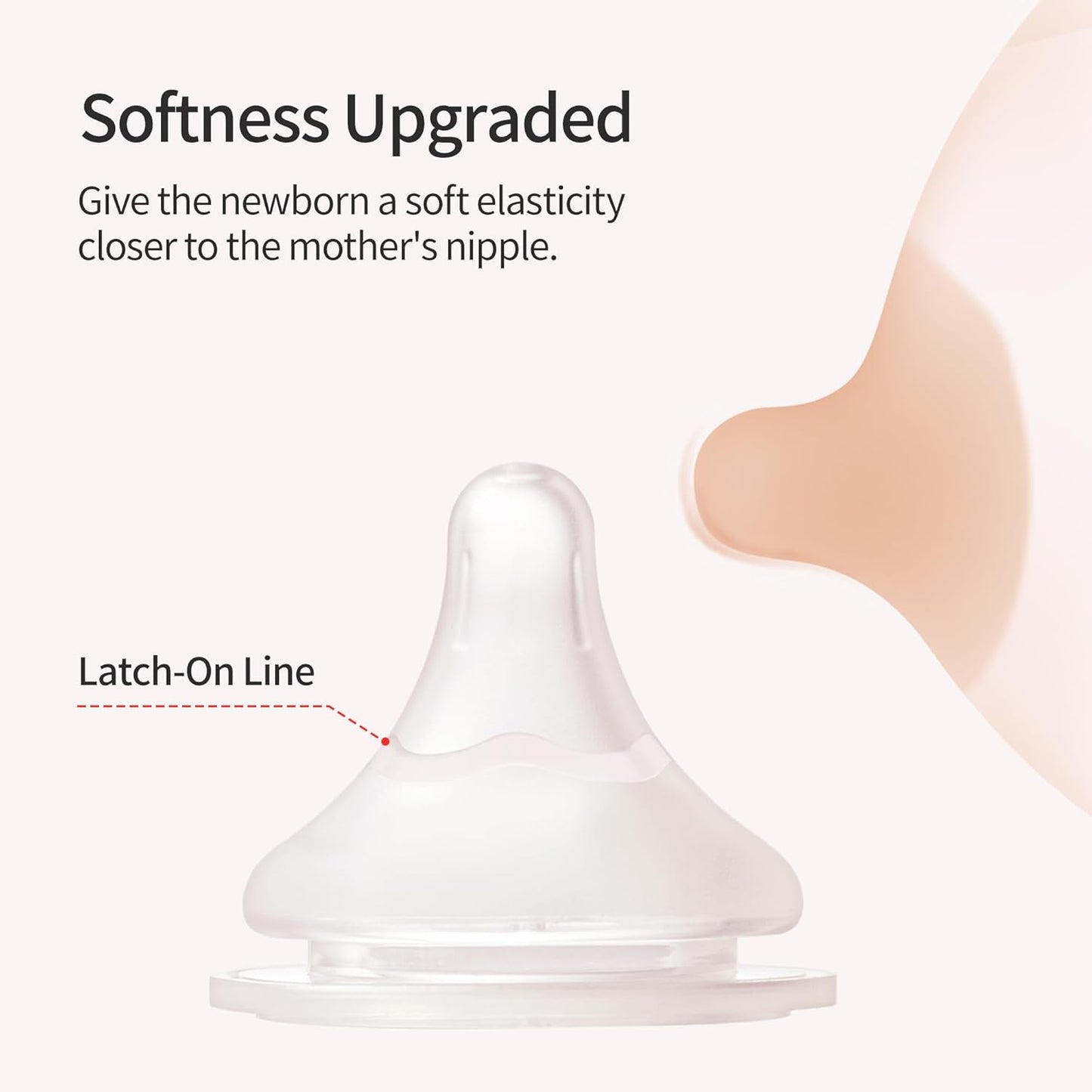Pigeon Silicone Nipple (LL) with Latch-On Line, Natural Feel, 9+ Months, 4 Counts