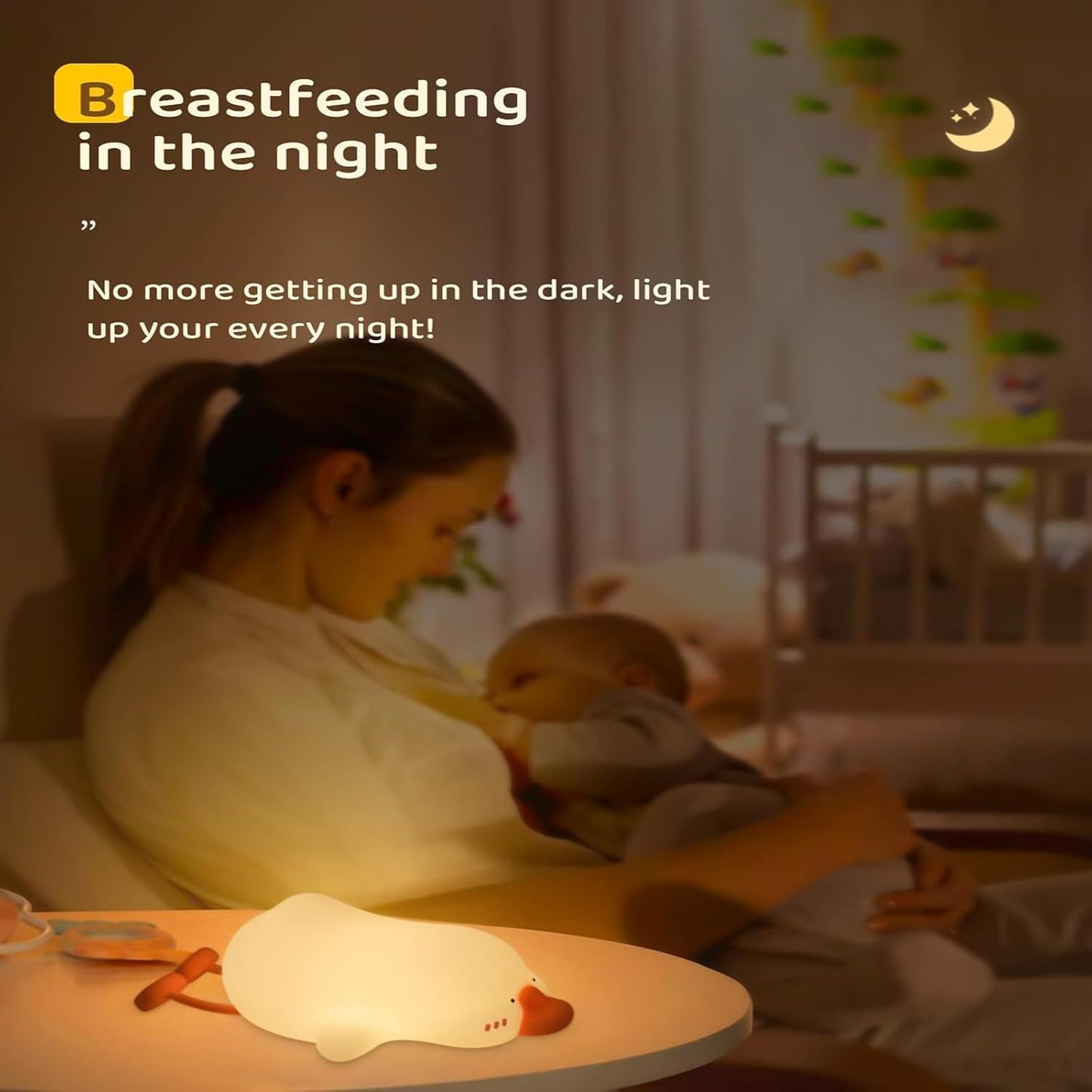 Big Goose Night Light,Squishy Silicone Kids Lamp, Dimmable 3-Gear Warm Light with Tap Control, BPA-Free Baby Cut LED Nightlight for Nursery Bedrooms Camping & Party Decor