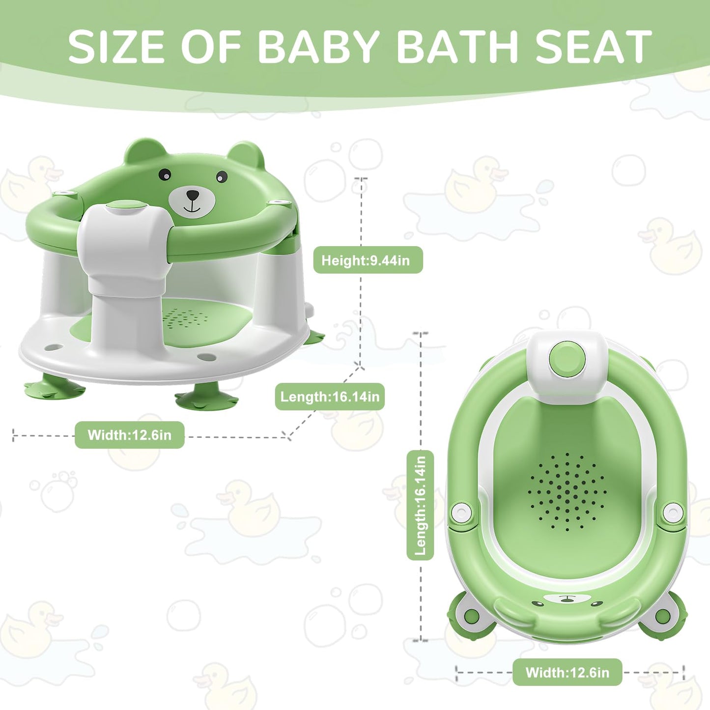 Baby Bath Seat for Babies 6 Months & up, Non-Slip Toddler Bath Seats for Babies Sitting Up, Safe Infant & Newborn Bathtub Chair with 4 Suction Cups & Soft Cushion for Shower,Gray