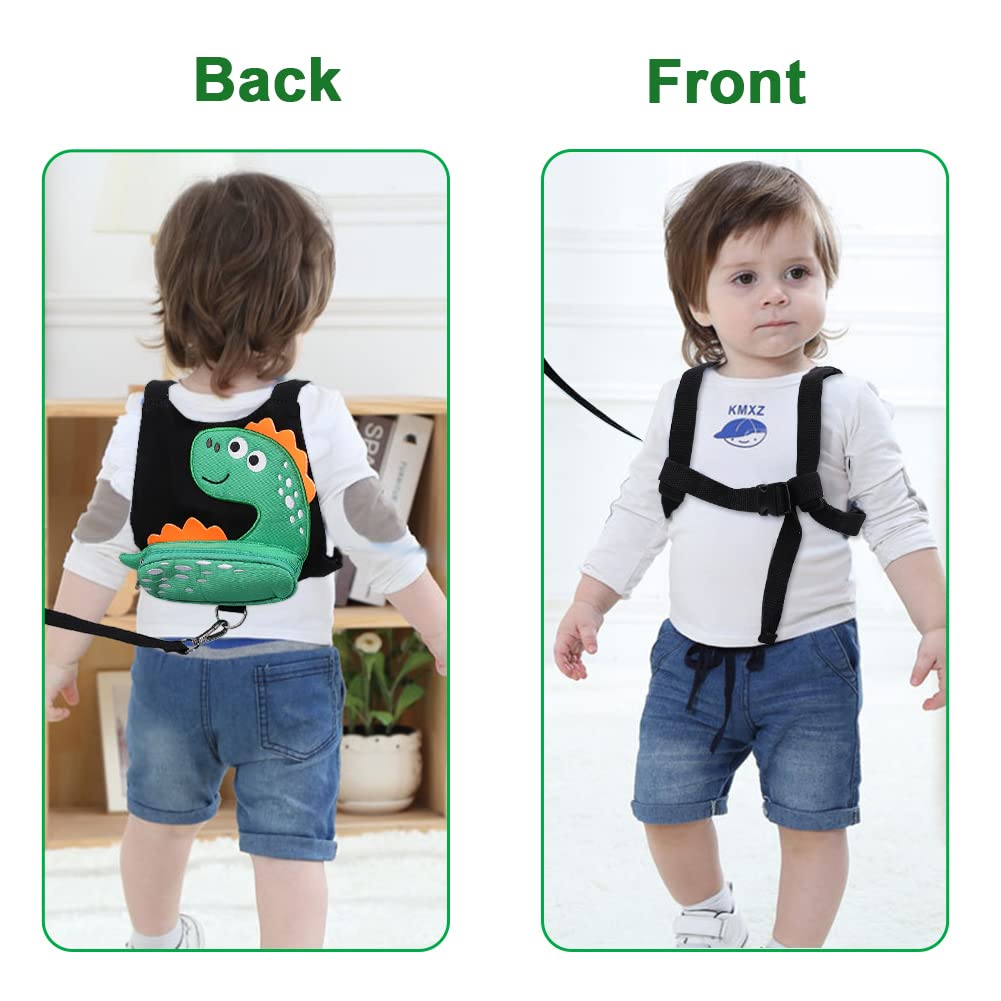 Accmor Toddler Leash Harness, 2 Pack Cute Dinosaur Kids Leash Harness Wrist Leashes + Anti Lost Wrist Link, Mini Child Walking Harness Wristband Assistant Strap Belt for Baby Boys Girls