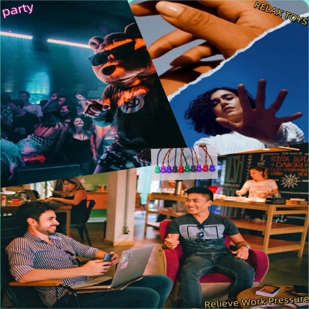 Begleri Fidget Beads, Aluminum Alloy- Practicing EDC Knuckle Finger Skill, Stress Relief Toy for Adult Relieve Anxiety Worry/with Replaceable Rope (Blue)