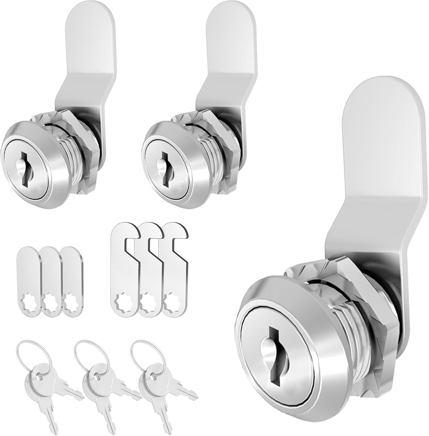 3 Pcs Cabinet Locks with Keys, 5/8 Inch Cam Lock Keyed Alike, RV Lock for RV Storage Door, Cabinets and Drawer, Toolbox Locks with Keys, Zinc Alloy