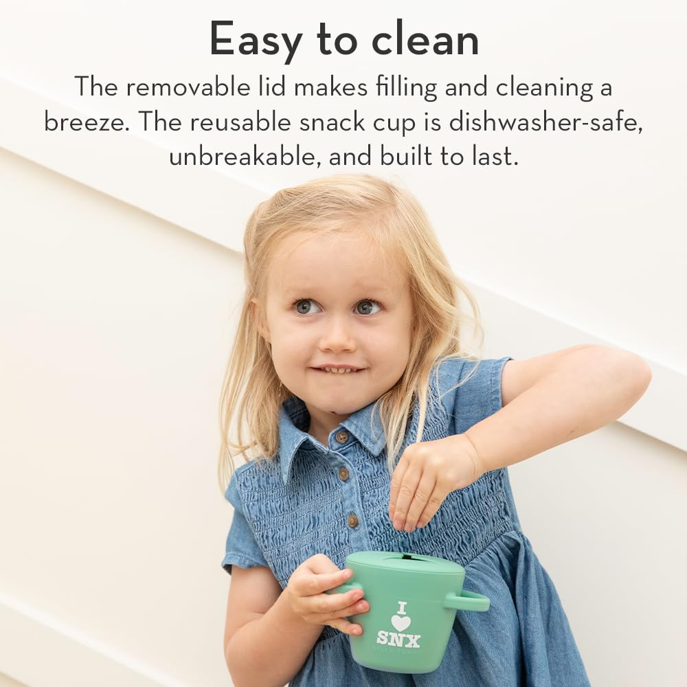 Snack Cups for Toddlers by Bella Tunno, Silicone Spill Proof Food Container with Lid, Babies & Kids 6-12 Months, Mr Happy