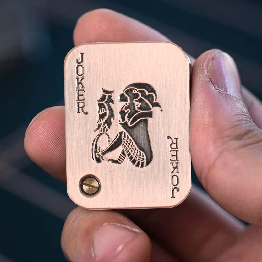 Magnetic Metal Fidget Toys - Metal Poker Push Card Fidget Slider Stress Relief Toy, Men’s EDC Toy Fidget Toy Haptic Coin, Office Desk Toys Gifts for Boyfriend and Father (Joker 1)