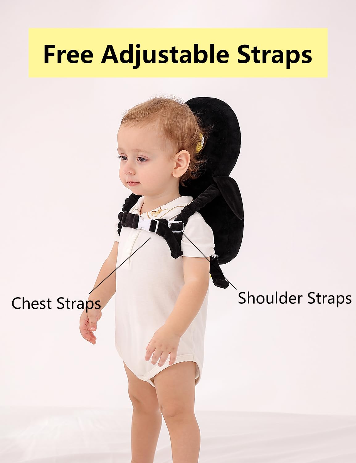 JunNeng Toddler Baby Head Protector Backpack for Toddler Walker with Knee Pads&Anti-Slip Socks, Penguin