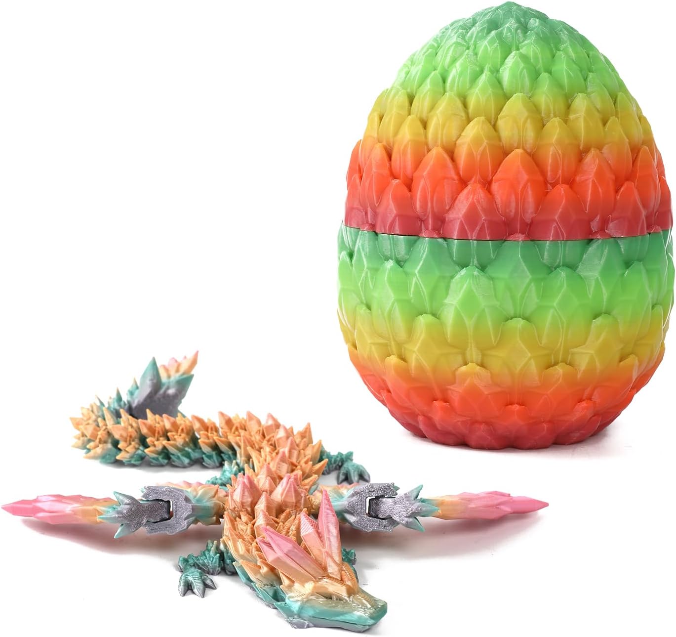 Easter Dragon Eggs 3D Printed Dragon Egg with Dragon Inside Articulated Crystal Dragon Fidget Toy Mystery Easter Suprise Home Office Decor Executive Desk Toys