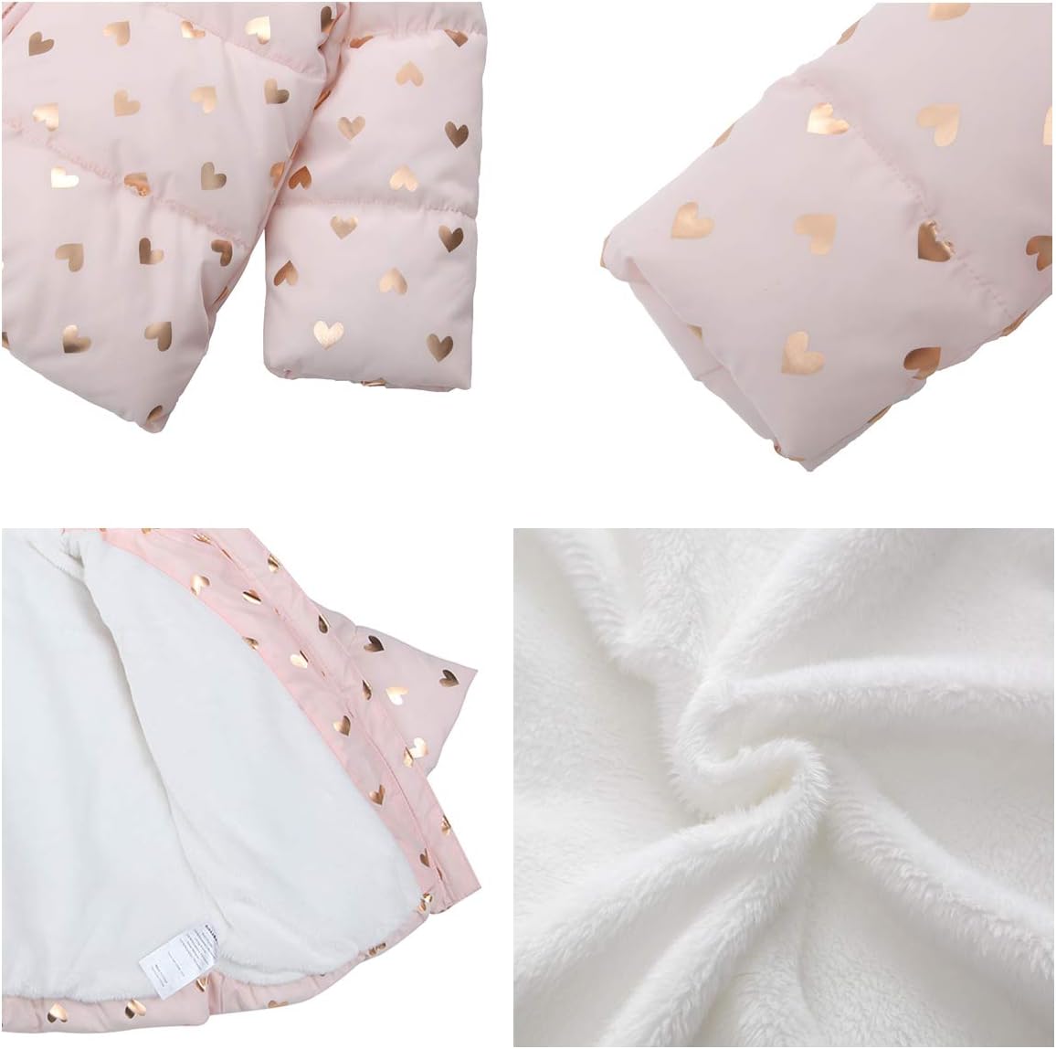 Rokka&Rolla Baby Girls' Water-Resistant Soft Mini Fur Lined Puffer Jacket Winter Coat for Newborn Infant Toddler