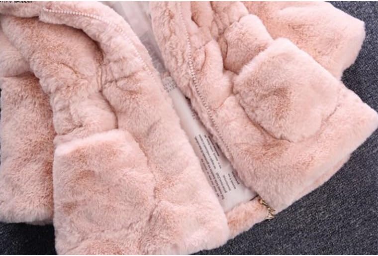 Mallimoda Girls Winter Warm Coats Ear Hooded Faux Fur Fleece Jacket