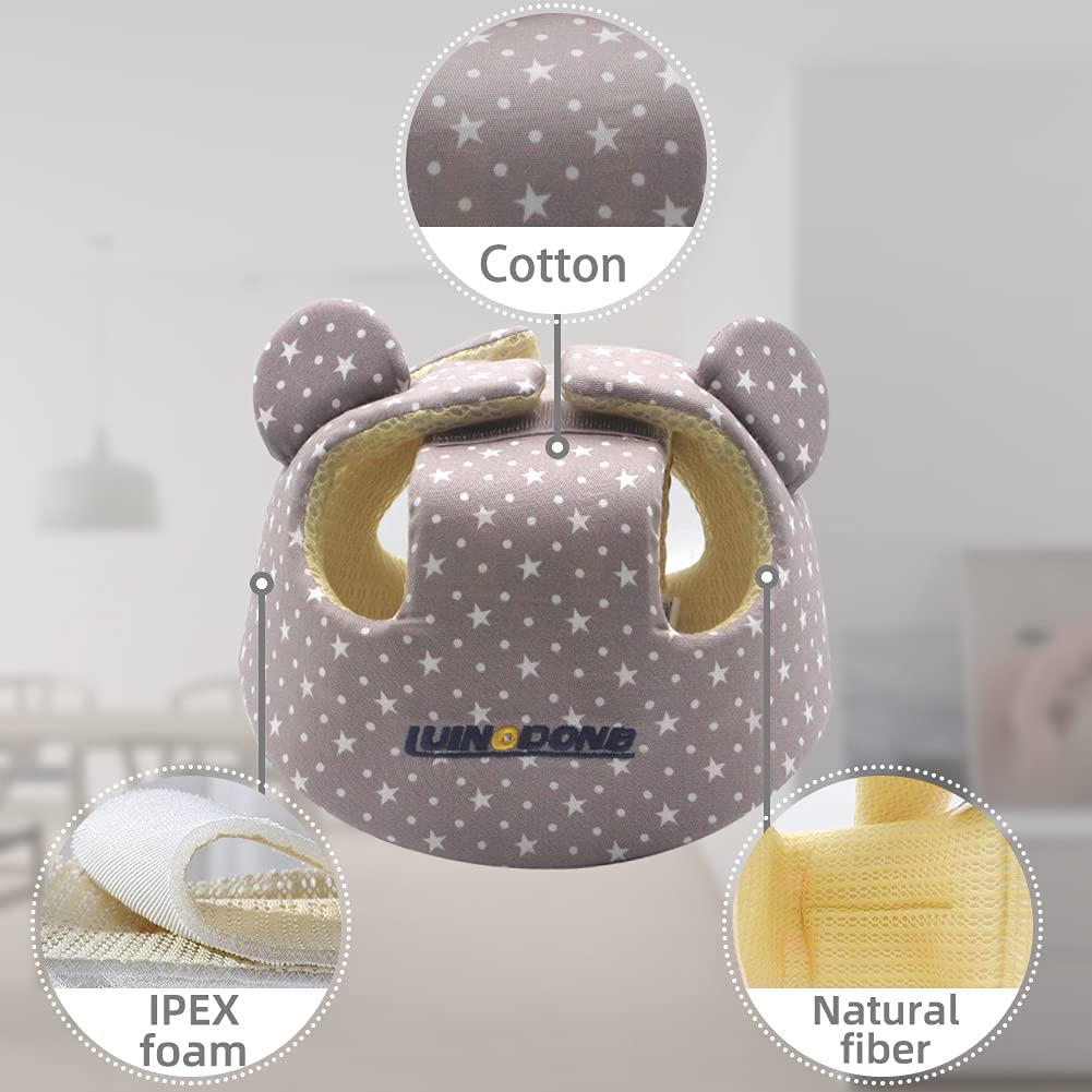 Xifamniy Baby Soft Safety Helmet Foam Head Protector Helmet for Toddler Infant Walking Suit 6-24m (Grey Star)