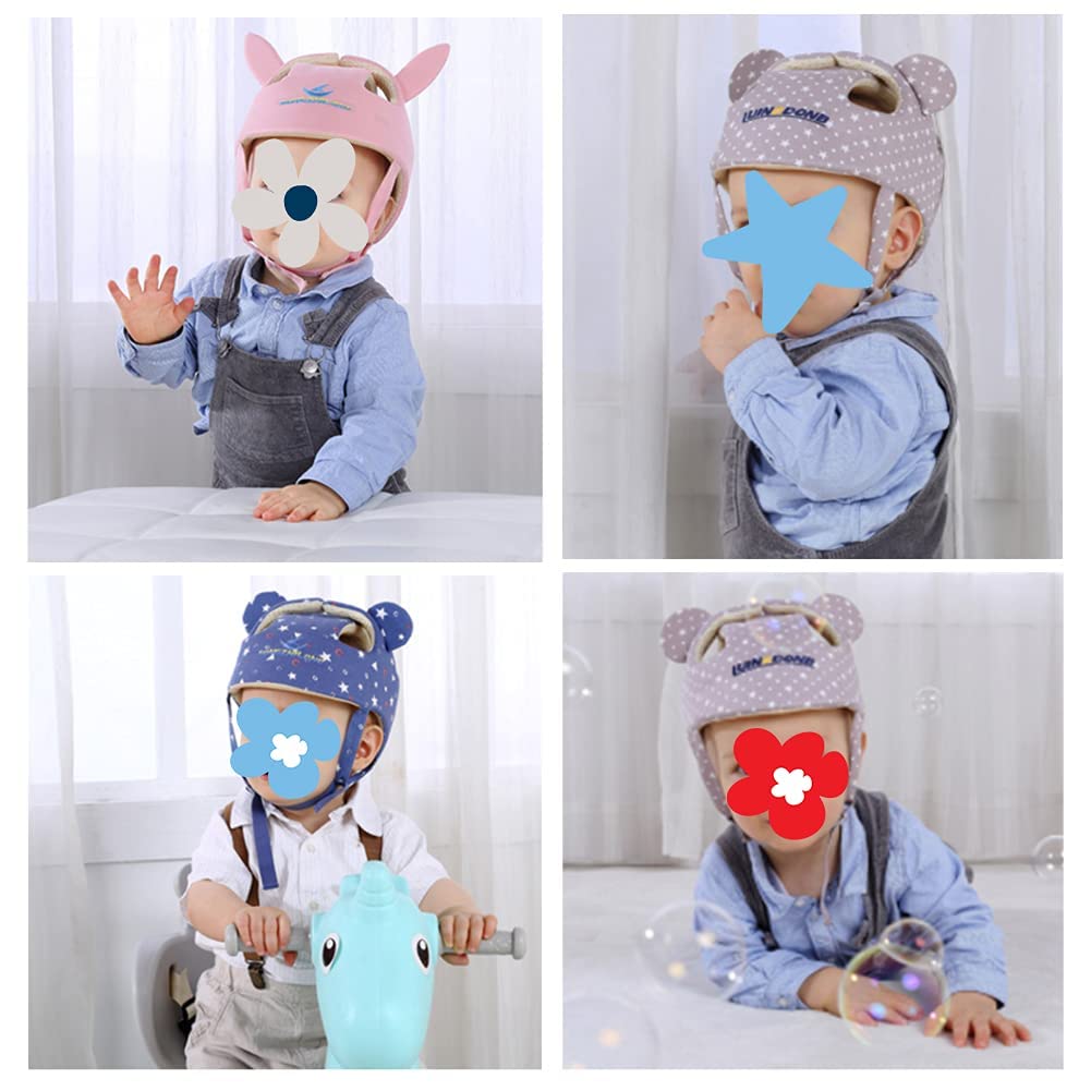 Xifamniy Baby Soft Safety Helmet Foam Head Protector Helmet for Toddler Infant Walking Suit 6-24m (Grey Star)