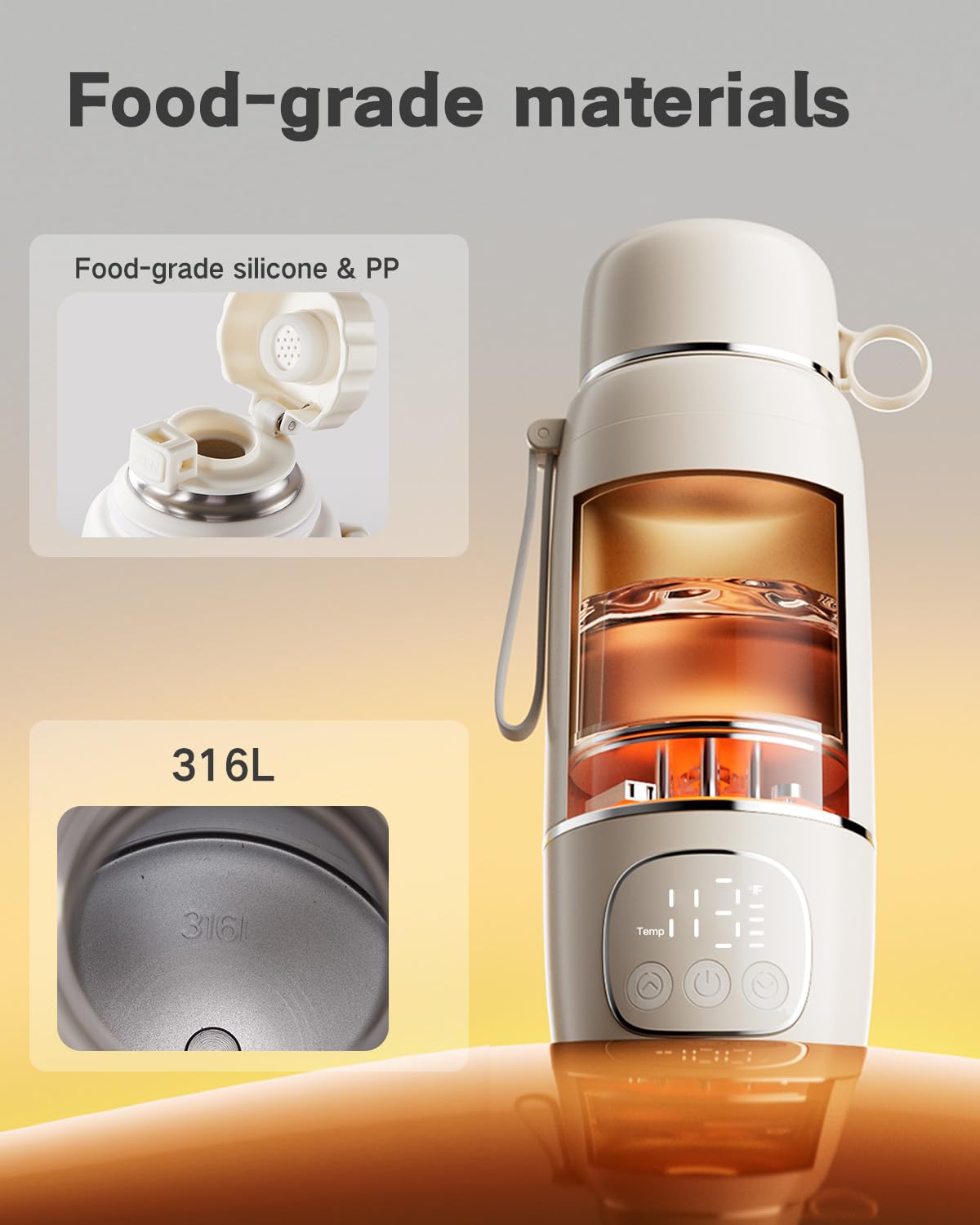 Portable Bottle Warmer for Travel - Fast Heating Breast Milk & Formula Warmer with 16,000mAh Battery, 17oz Milk Warmer for Baby on The Go,Baby Bottle Warmer for Car, Airplane(Clouds)