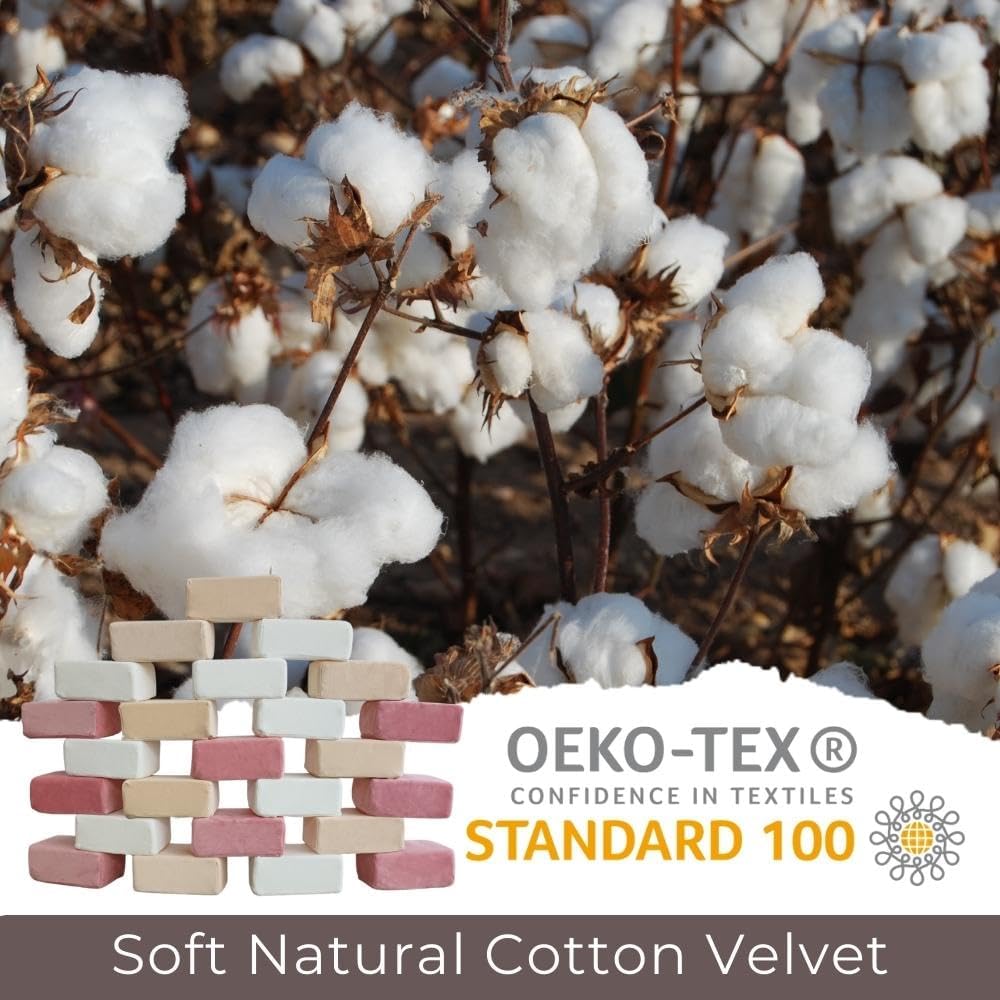 Wonder Space Plush Foam Blocks - Nursery Building & Stacking Toys for Toddlers Boys & Girls, Soft Smooth Velvet Cover, Early Education Gross Motor Skills & Brain Development (24 Bricks, Soft Blush)