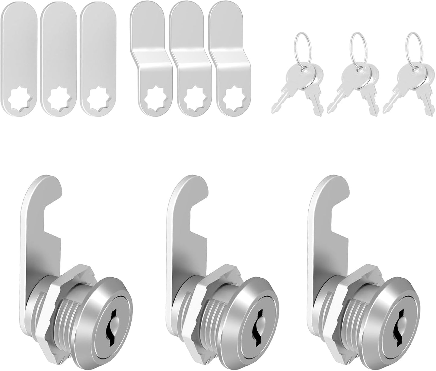 3 Pcs Mailbox Locks with Keys, Cabinet Lock with Key, Kitchen Cabinets Cam Locks 5/8" Keyed Alike, Drawer Desk Lock for Drawers and RV Storage Door, Zinc Alloy