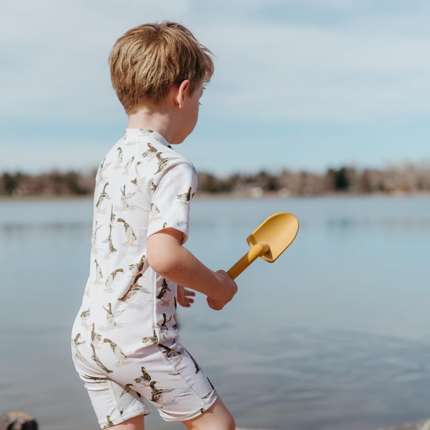 Milkbarn One Piece Swimsuit, Short Sleeve Zipper Bathing Suit for Infant Baby Boy Girl, Toddler Rash Guard Swimwear, Duck